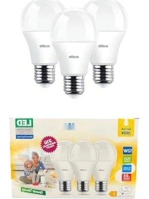 Erdo Ticaret 12W LED Ampul, 3'lü Paket, 1521 Lümen, E27 Duy