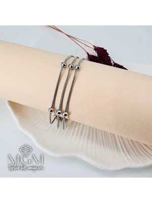 Ulugo Rodyum Çelik Bileklikler 17+5 cm Uzatma Payı - KBL0137