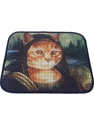Erdo Ticaret 60X45 cm Elekli Desenli Kedi Tuvalet Önü Paspası