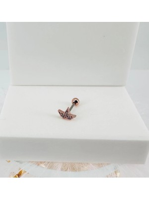 Ulugo Rose Zirkon Taşlı Uç Kısmı : Pirinç Kıkırdak Bar Uzunluğu : 6 mm / Bar Kalınlığı 0.8 mm / Top Boyu 3 mm - PT0037-2