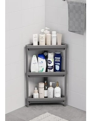 Erdo Ticaret 3 Katlı Üçgen Plastik Banyo ve Mutfak Rafı