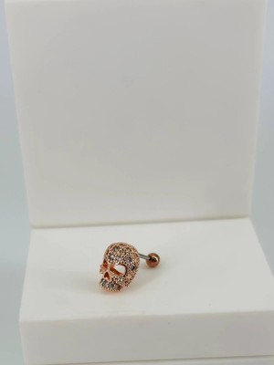 Ulugo Rose Zirkon Taşlı Uç Kısmı : Pirinç Kıkırdak Bar Uzunluğu : 6 mm / Bar Kalınlığı 0.8 mm / Top Boyu 3 Mm  - PT0050-2