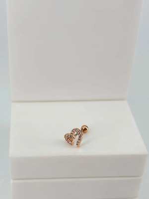 Ulugo Rose Zirkon Taşlı Uç Kısmı : Pirinç Kıkırdak Bar Uzunluğu : 6 mm / Bar Kalınlığı 0.8 mm / Top Boyu 3 Mm  - PT0064-2