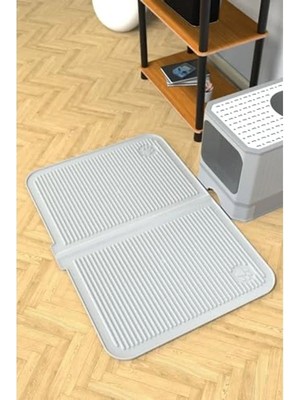 Erdo Ticaret Yıkanabilir Silikon Mama ve Kum Matı, 40X60 cm Gri Renkli