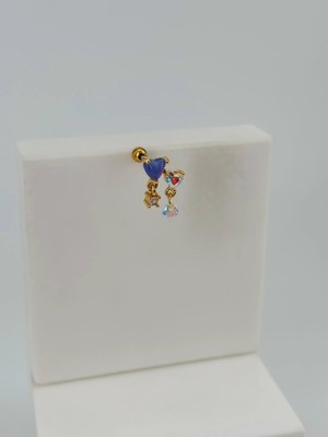 Ulugo Zirkon Taşlı Uç Kısmı : Pirinç Kıkırdak Bar Uzunluğu : 6 mm / Bar Kalınlığı 0.8 mm / Top Boyu 3 mm - PT0046-1
