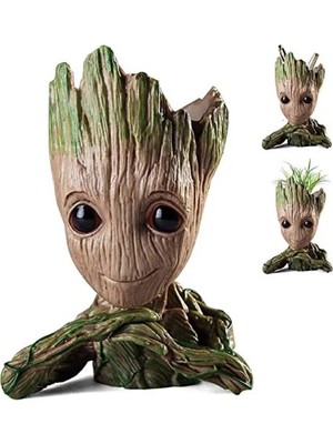 Erdo Ticaret Baby Groot Figür, 15 cm Yükseklik, Eller Çenesinde Saksı