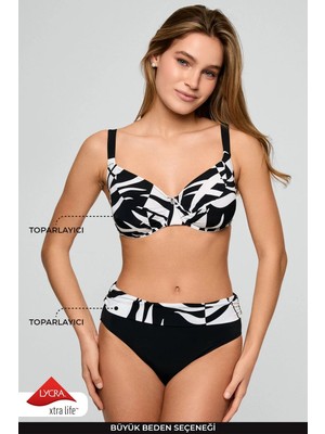 Kom Mabe Desenli Toparlayıcı Bikini Takımı Siyah