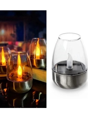 Erdo Ticaret Güneş Enerjili LED Mum Lamba, Gerçekçi Alev Efekti ile 3 Adet Set
