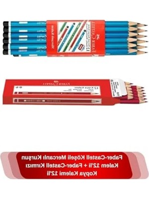 Erdo Ticaret 12'li Mercanlı Kurşun Kalem Seti, Kırmızı Kopya Kalemi Dahil