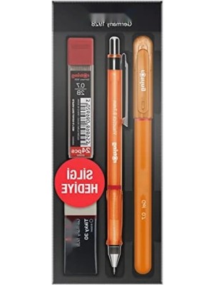 Erdo Ticaret Turuncu 0.7 mm Jel Kalem ve Mekanik Kurşun Kalem Seti