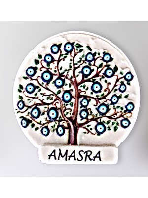 Mundy Amasra Temalı Polyester Kabartmalı Nazar Ağacı Magnet Çap: 6 cm – Dekoratif Hediyelik Buzdolabı Süsü  (KOD:1124)