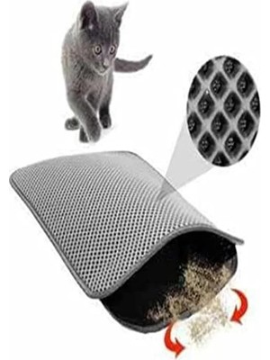 Erdo Ticaret Tineke Elekli Kedi Tuvalet Önü Paspası Kedi Paspası Gri 60X42 cm