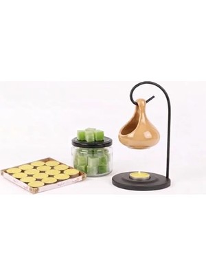 Erdo Ticaret Modern Seramik Buhurdanlık Seti - 16'lı Tealight Mum ve Aroma Wax