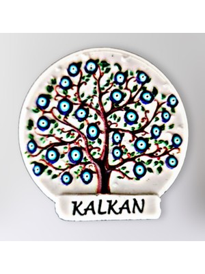 Mundy Kalkan Temalı Polyester Kabartmalı Nazar Ağacı Magnet Çap: 6 cm – Dekoratif Hediyelik Buzdolabı Süsü  (KOD:1125)
