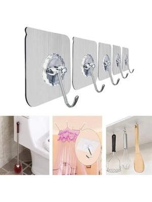 Erdo Ticaret Yeniden Kullanılabilir Şeffaf Askı Kancası - 5'li Set
