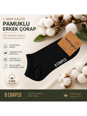 Birçorapco 1. Sınıf Pamuk A-Kalite Erkek Siyah Patik Çorap Tekli