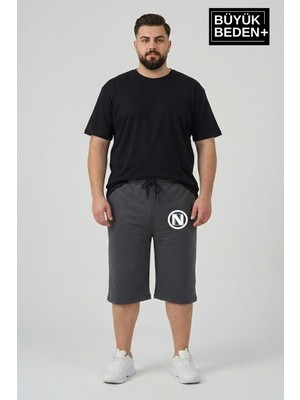 Superlife Büyük Beden Erkek N Baskılı Şort Rahat Kalıp Basic Penye 3xl-6xl SPR26BSR591-19