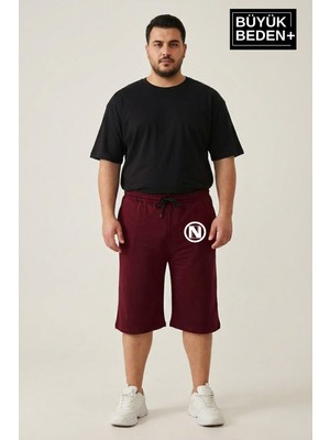 Superlife Büyük Beden Erkek N Baskılı Şort Rahat Kalıp Basic Penye 3xl-6xl SPR26BSR591-19