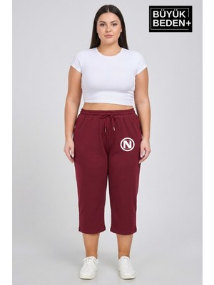 Superlife Büyük Beden N Baskılı Kadın Şort Kapri Rahat Kalıp Cepli Bağcıklı 3xl-6xl SPR26BSRK591-19