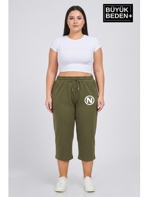 Superlife Büyük Beden N Baskılı Kadın Şort Kapri Rahat Kalıp Cepli Bağcıklı 3xl-6xl SPR26BSRK591-19
