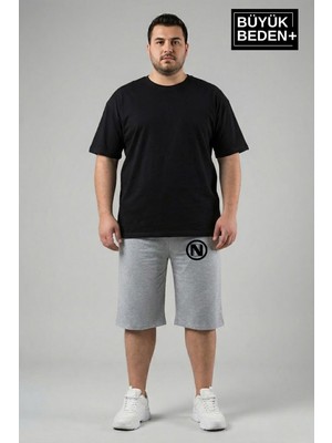 Superlife Büyük Beden Erkek N Baskılı Şort Rahat Kalıp Basic Penye 3xl-6xl SPR26BSR591-19