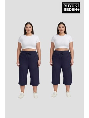 Superlife Büyük Beden Kadın Ikili Set Kapri Şort Rahat Kalıp 3xl-6xl SPR26BSRK591+2