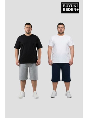 Superlife Büyük Beden Erkek 2’li Kapri Şort Rahat Kalıp Seti 3xl-6xl  SPR26BSR591+2