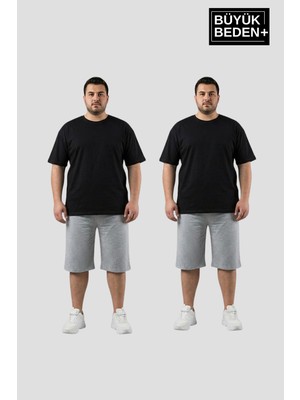 Superlife Büyük Beden Erkek 2’li Kapri Şort Rahat Kalıp Seti 3xl-6xl  SPR26BSR591+2