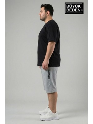 Superlife Büyük Beden Erkek Kapri Şort Brooklyn Baskılı Rahat Kalıp 3xl-6xl SPR26BSR591-02
