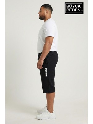 Superlife Büyük Beden Erkek Kapri Şort Brooklyn Baskılı Rahat Kalıp 3xl-6xl SPR26BSR591-02