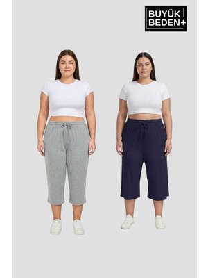 Superlife Büyük Beden Kadın Ikili Set Kapri Şort Rahat Kalıp 3xl-6xl SPR26BSRK591+2
