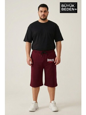 Superlife Büyük Beden Erkek 3xl-6xl Rahat Kalıp Cepli Brooklyn 1970 Baskılı Penye Kapri  Şort SPR26BSR591-03