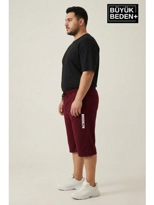 Superlife Büyük Beden Erkek Kapri Şort Brooklyn Baskılı Rahat Kalıp 3xl-6xl SPR26BSR591-02