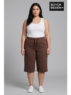 Superlife Kadın Büyük Beden Şort 3xl-6xl  Rahat Kesim Diz Altı Günlük ŞORT-SPR26BSRK591