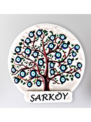 Mundy Şarköy Temalı Polyester Kabartmalı Nazar Ağacı Magnet Çap: 6 cm – Dekoratif Hediyelik Buzdolabı Süsü  (KOD:1130)