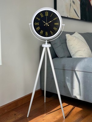 Teknoparkx Lüks Beyaz Tripod Ayaklı Saat