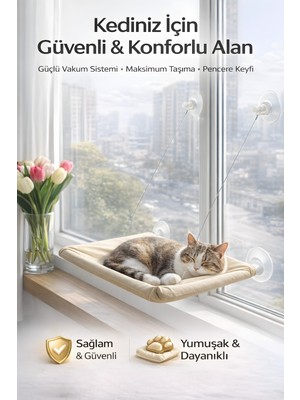 Empressco Vakumlu Kedi Pencere Yatağı, Güçlü Vantuz ve Konforlu Askılı Tasarım