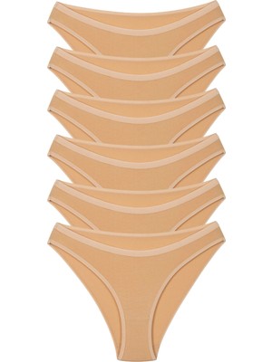 Universal Kadın 6’lı Ten Pamuklu Likralı Bikini Külot