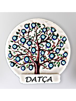 Mundy Datça Temalı Polyester Kabartmalı Nazar Ağacı Magnet Çap: 6 cm – Dekoratif Hediyelik Buzdolabı Süsü  (KOD:1134)