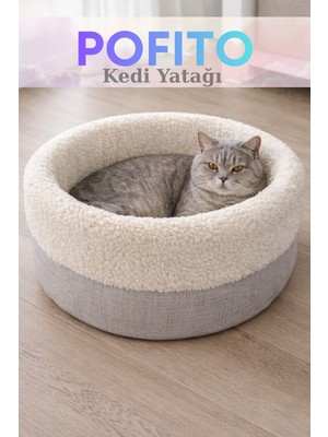 Empressco Rahat ve Kaydırmaz Yuvarlak Kedi-Köpek Yatağı, Çift Taraflı Minderli