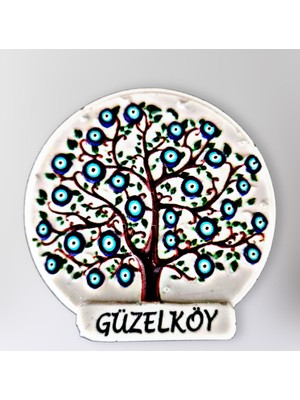 Mundy Güzelköy Temalı Polyester Kabartmalı Nazar Ağacı Magnet Çap: 6 cm – Dekoratif Hediyelik Buzdolabı Süsü  (KOD:1127)