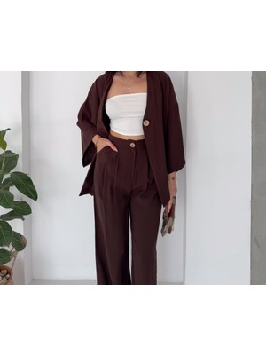 Maimoda Kadın Modal Kumaş Kimono Pantolon Takım