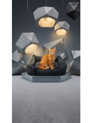 Empressco Kedi ve Küçük Irk Köpekler Için Rahat 60X45 cm Gri Yatak