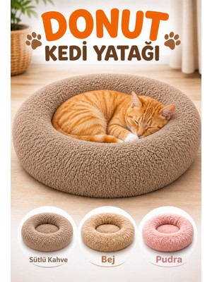 Empressco Ultra Yumuşak Peluş Donut Kedi Yatağı, Çift Taraflı Kullanım