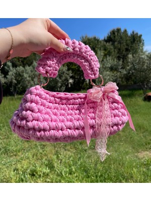 Eranura Mysey Pembe Örgü Kadın El Çantası