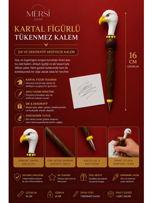 Mersi Shop Kartal Figürlü 16 cm Tükenmez Kalem – Şık ve Dekoratif Hediyelik Kalem