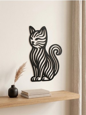 Empressco Şık Siyah Kedi Figürlü Duvar Dekoru, Minimalist ve Hediye Seçeneği