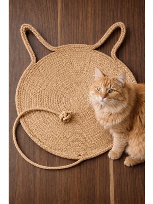 Empressco Organik Jüt Kedi Tırmalama Matı, Oval Yatak 35X60 cm