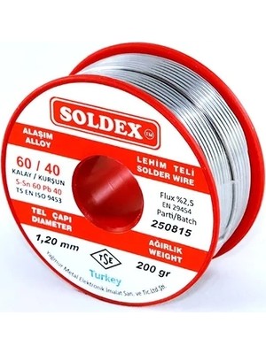 Hsc Bilişim 60-40 Lehim Teli 200 gr 1,2 mm - Sn:60 / Pb:40