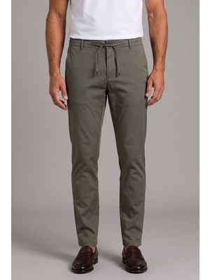 Bisse Haki Pamuk Cepli Bağcıklı Pamuklu Comfort Lastikli Spor Pantolon PNS25Y25102_D49